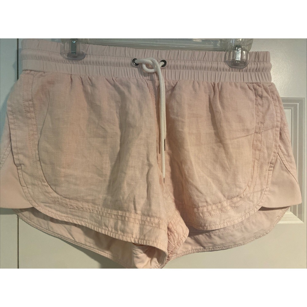 Athleta Shorts Women Sz 6 Peach Linen Beachside Bali Elastic Waist Drawstring